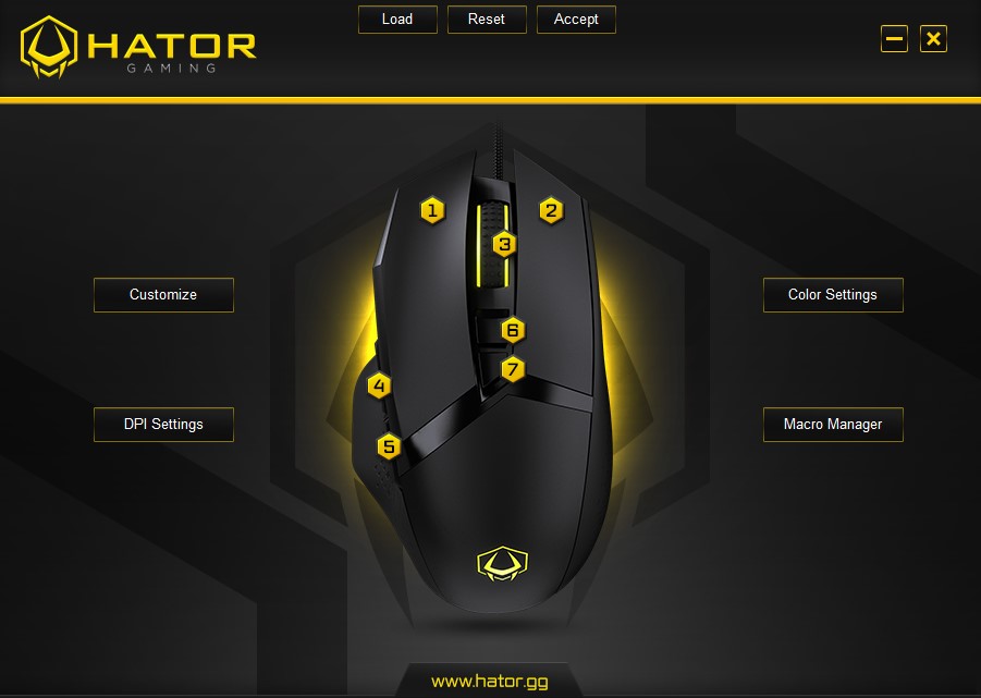 Main menu and interface of HATOR Gaming software