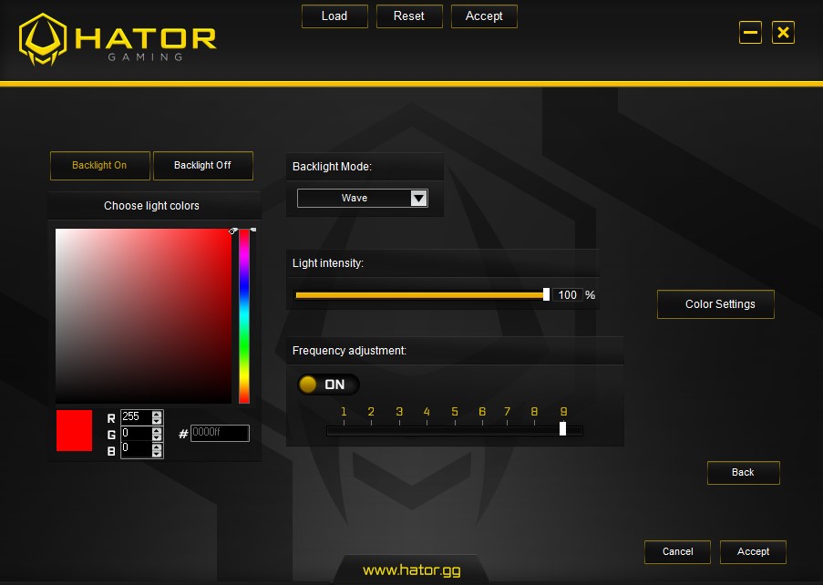 RGB Backlight customization HATOR Gaming Software