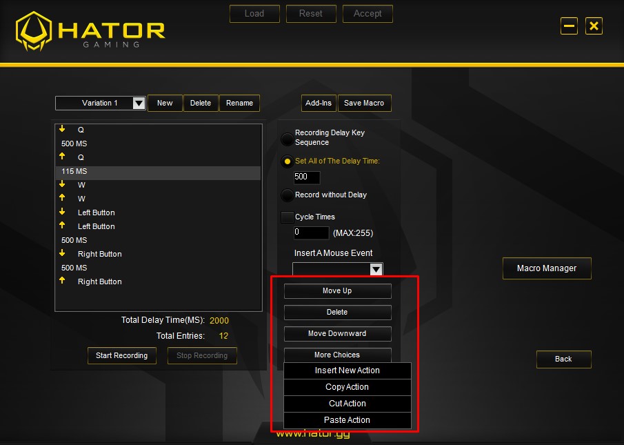 Macro Editing in HATOR Gaming Software