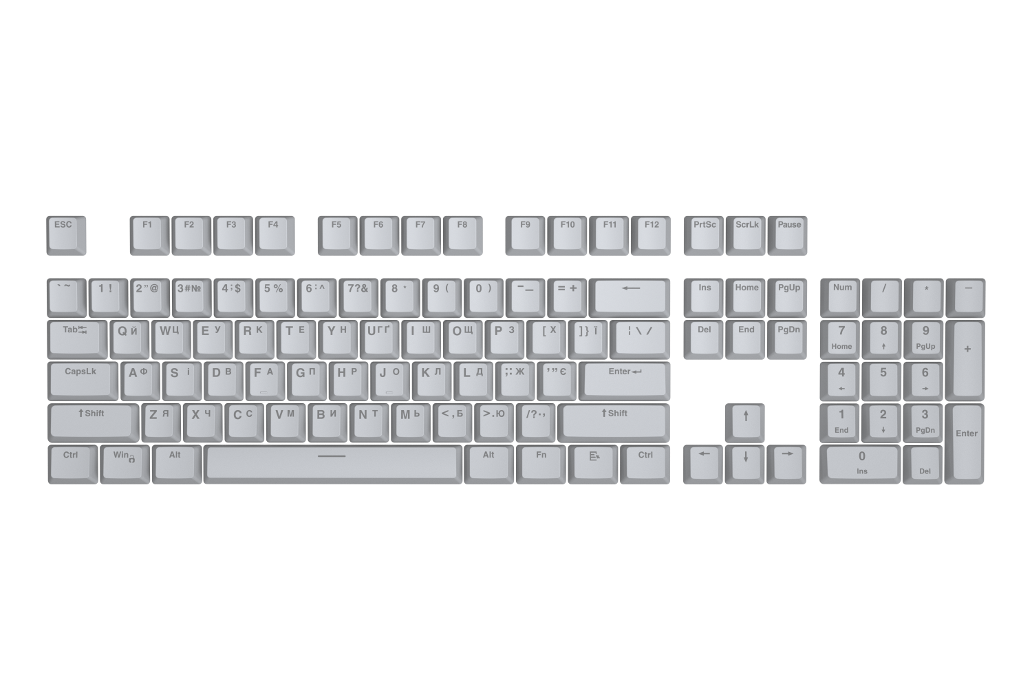 Hator First Ukrainian PBT Keycaps Gray image 1